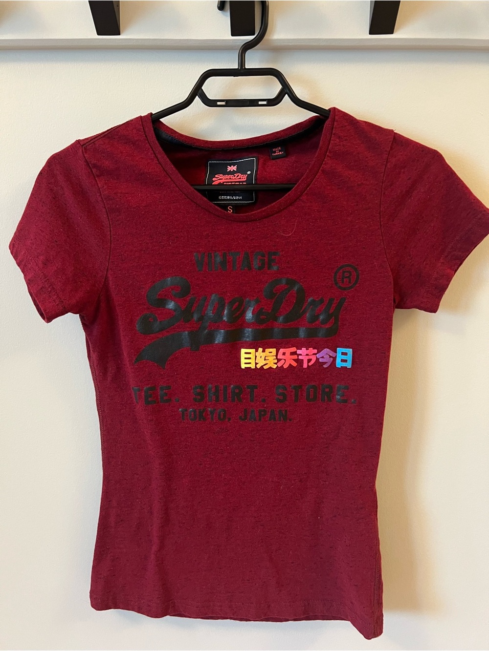 Superdry Short Sleeve Logo Tee in Burgundy